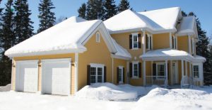 House With 2 Garage Doors in Winter