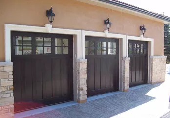 Three Dark Custom Wood Doors - With Windows